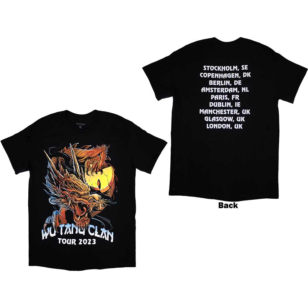 Black Wu-Tang Clan tour t-shirt with large dragon design on back.