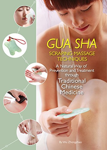 Book cover showing a woman using a jade gua sha tool on her leg.