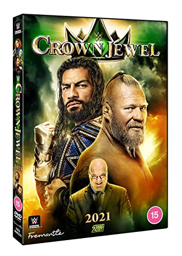 WWE Crown Jewel 2021 DVD cover featuring Roman Reigns and Brock Lesnar.