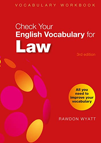 Red cover of "Check Your English Vocabulary for Law" workbook, 3rd edition.