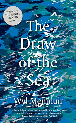 Book cover: “The Draw of the Sea” with abstract blue water imagery.