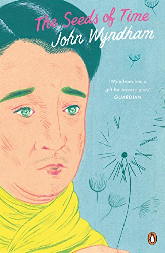 Book cover illustration of a man with a yellow scarf and dandelion seeds.