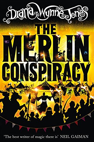 Book cover for "The Merlin Conspiracy" with silhouetted figures and tents.