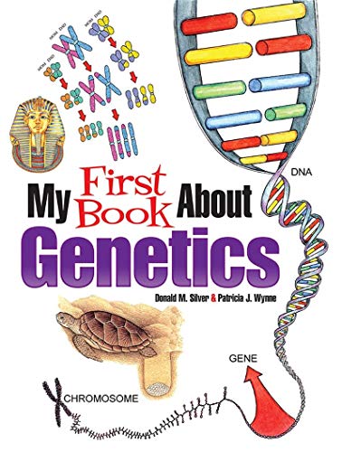 Book cover illustrating genetics with DNA, chromosomes, and animal examples.