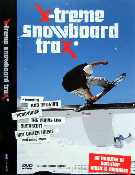 DVD cover for “X-treme Snowboard Trax” featuring a snowboarder in mid-air.