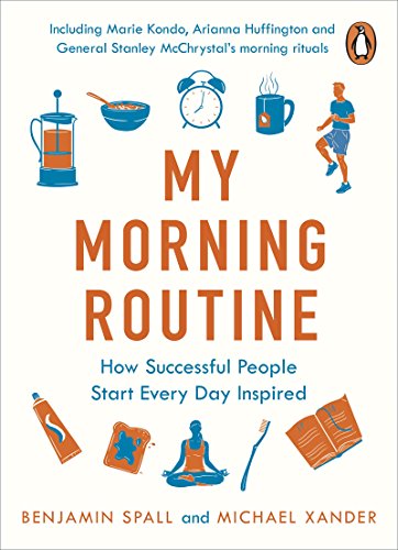 "Book cover with orange title 'My Morning Routine' and blue morning activity illustrations."