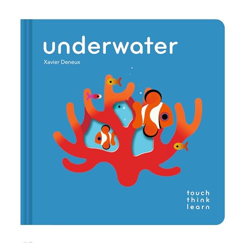 Cover of the book Underwater featuring orange coral and clownfish on a blue background.