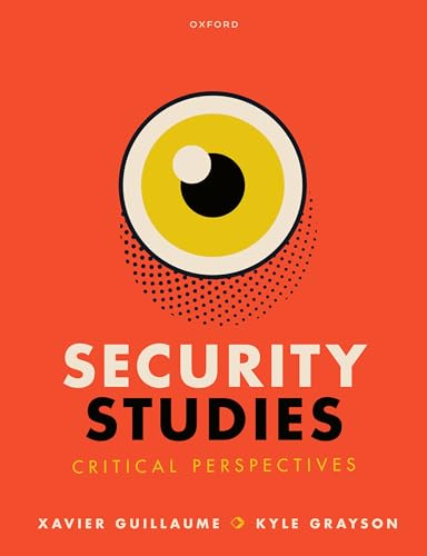 Book cover: orange background with an eye illustration and bold text "SECURITY STUDIES".
