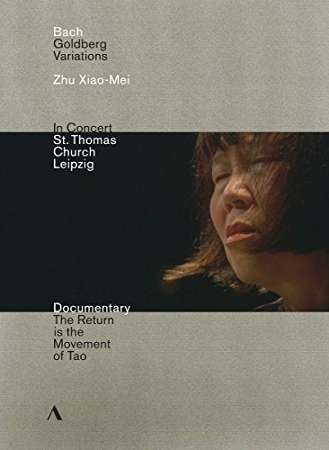 DVD cover featuring Zhu Xiao-Mei with text about Bach Goldberg Variations in concert.