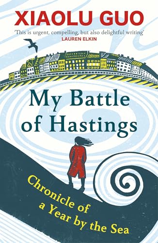 Book cover with illustration of a town, waves, and a lone figure.