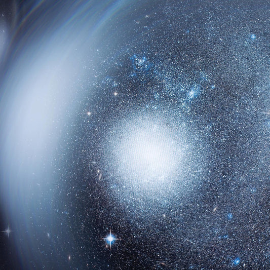 Clear vinyl LP with a swirling, starry galaxy-like pattern.