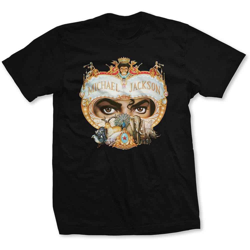 Black t-shirt with Michael Jackson's "Dangerous" album artwork graphic.