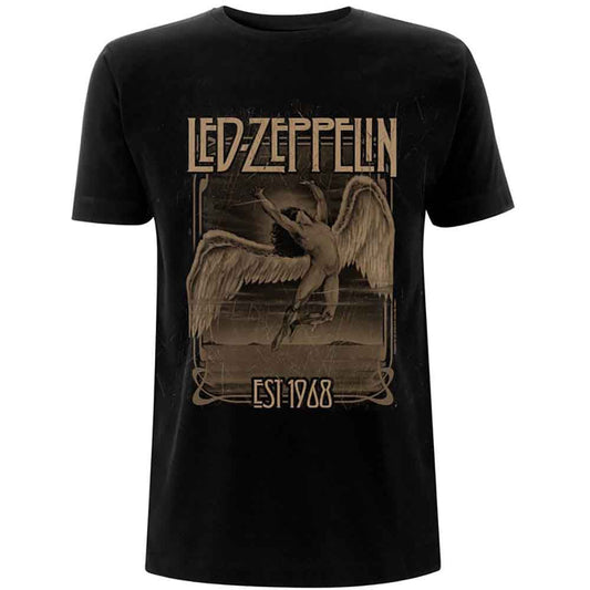 Black t-shirt with a faded graphic of Led Zeppelin and an angel.