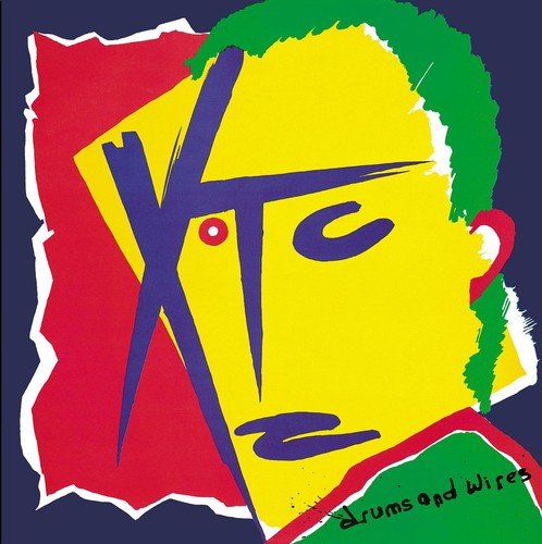 Album cover for Xtc’s “Drums & Wires” featuring abstract, colorful portrait.