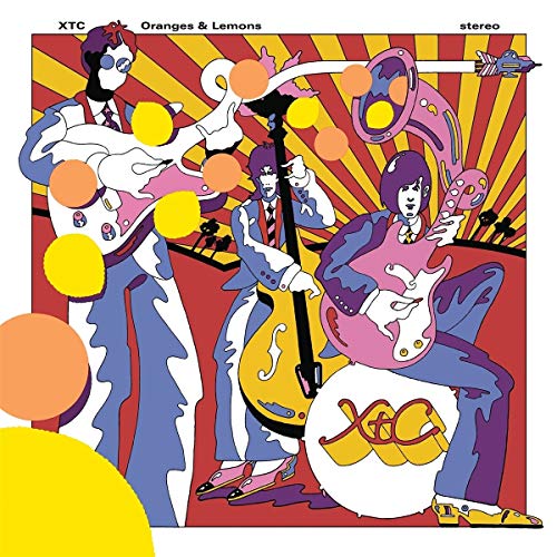 XTC’s “Oranges & Lemons” album cover: illustrated band with citrus and rays.
