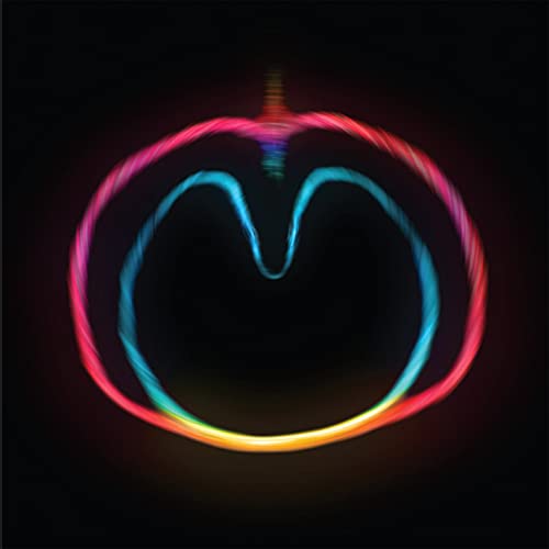 Colorful light painting forming a circular shape with a central spike.
