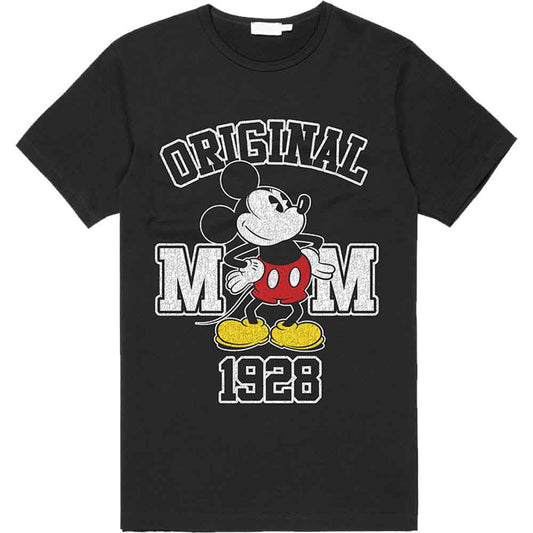 Black t-shirt featuring Mickey Mouse and text saying ORIGINAL MOM 1928.