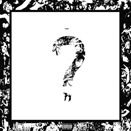 A large black question mark filled with collage imagery on a white background.