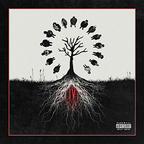 Album cover: bare tree with circling figures and red “IV” roots.