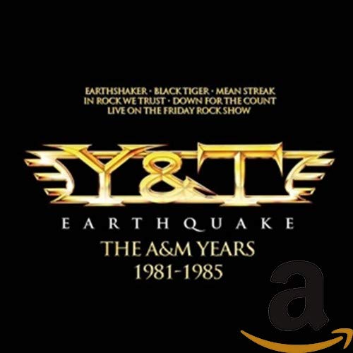 Y&T “Earthquake” CD cover with gold lettering on a black background.