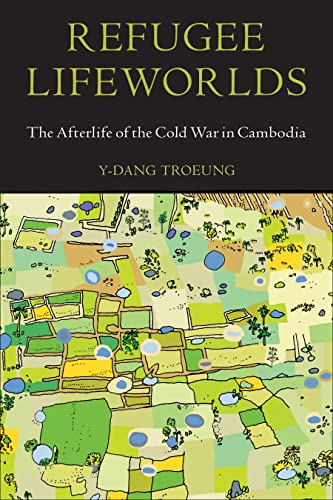 Book cover with title “Refugee Lifeworlds” and abstract map illustration.