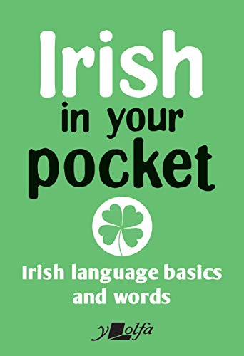 Green book cover with white text reading "Irish in your pocket" and a shamrock.