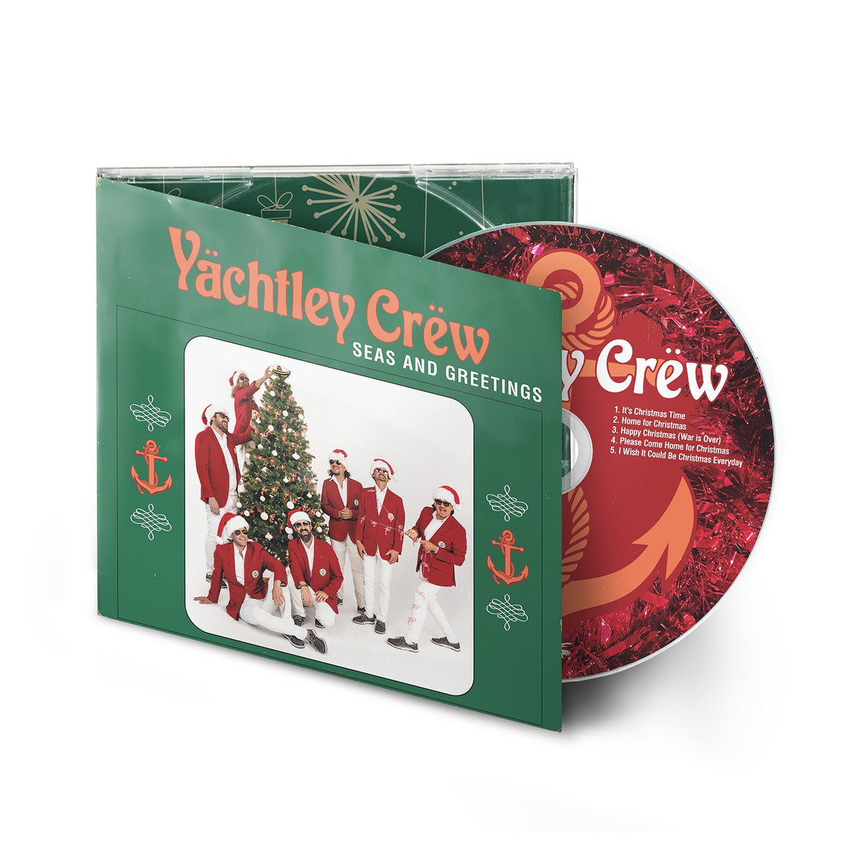 CD case for Yächtley Crëw’s “Seas and Greetings” with a nautical theme.