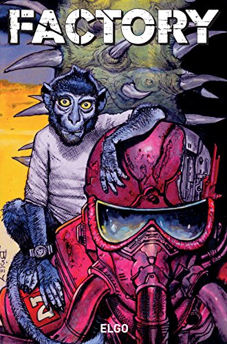 Comic book cover: monkey with figure in red helmet and goggles.