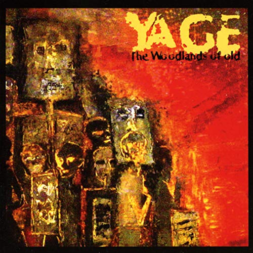 CD cover for Yage’s “The Woodlands Of Old” with abstract, masked faces.