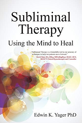 Book cover: "Subliminal Therapy" with colorful abstract floral design.