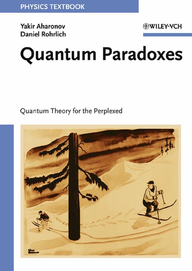 Book cover: "Quantum Paradoxes" with a painting of skiers in snow.