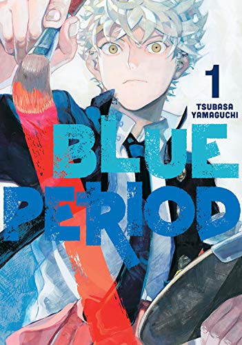Manga cover: boy with paintbrushes, large blue text “BLUE PERIOD 1”.