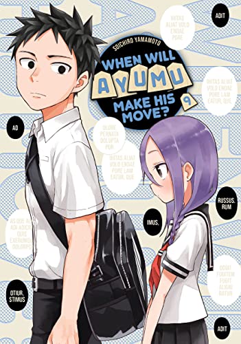 Manga volume 9 cover with two young people and a black backpack.