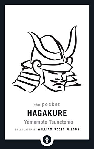 Book cover with a black and white line drawing of a samurai helmet.