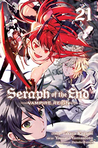 Manga cover showing three anime characters with weapons and the title Seraph of the End.