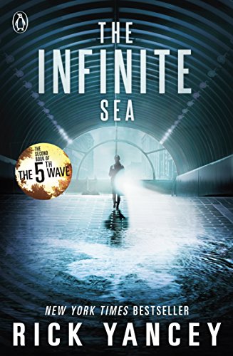 Book cover: “The Infinite Sea” depicts a figure in a flooded tunnel.