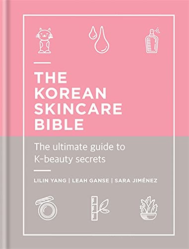 Book cover: “The Korean Skincare Bible” with white line-drawn icons.