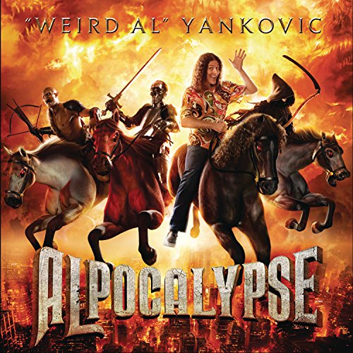 “Weird Al” Yankovic on horseback with apocalyptic figures, album cover.