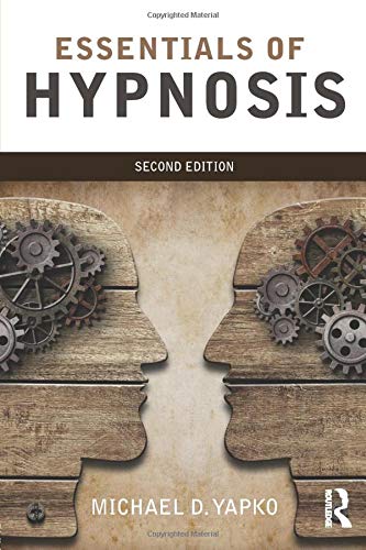 Book cover for "Essentials of Hypnosis," second edition, with gears and a head silhouette.