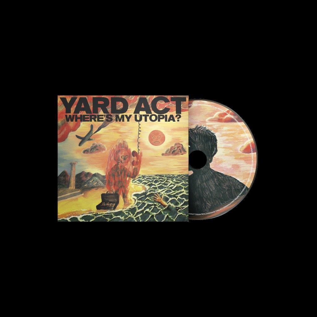 Yard Act album cover with a bear and a reflective CD.