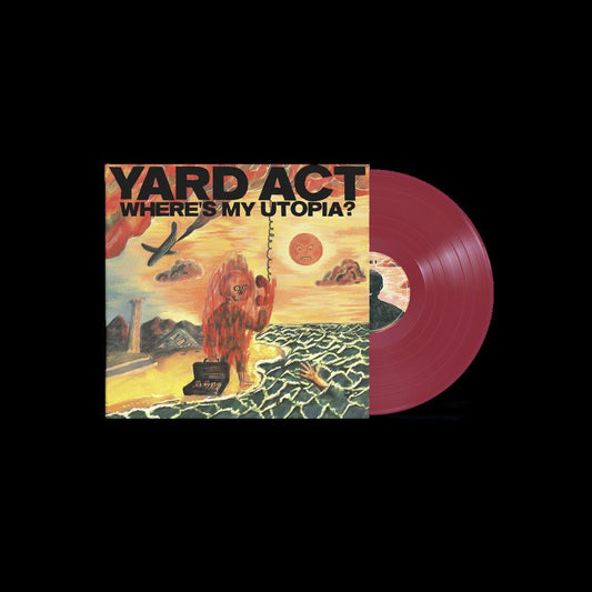Yard Act album cover featuring surrealist art and a red vinyl record.