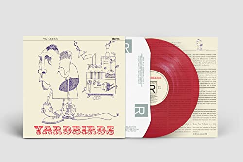 Yardbirds album cover with cartoon illustration and a red vinyl record.
