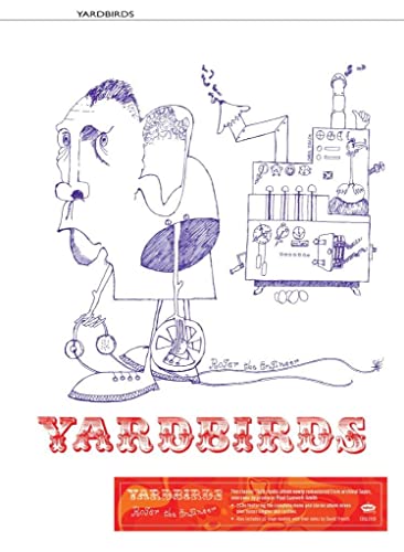 Yardbirds album cover: whimsical blue line drawing of a man and machine.