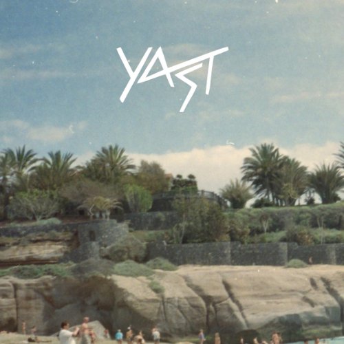 Vinyl album cover with beach scene, palm trees, and "YAST" text.