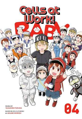Cover of “Cells at Work! Baby” manga volume 4, featuring chibi characters.