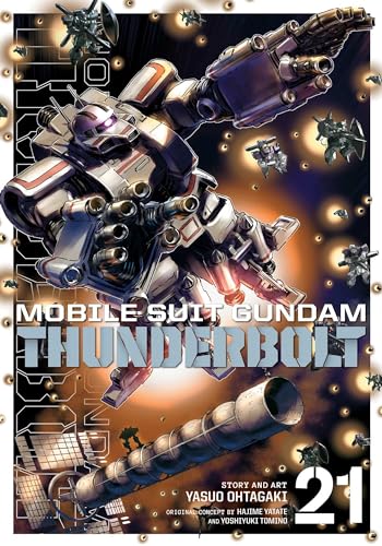 Giant robot with red glowing eyes amidst a space battle scene.