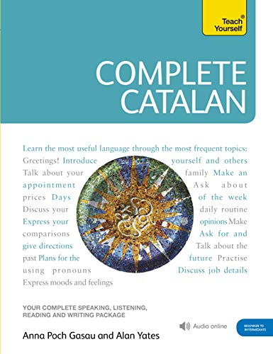 Cover of "Complete Catalan" language learning book with a rose window image.
