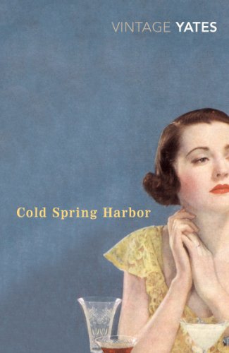 Book cover: portrait of a woman with a drink, blue background.