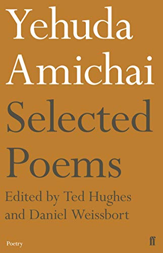 Book cover: "Yehuda Amichai Selected Poems," orange background, brown text.