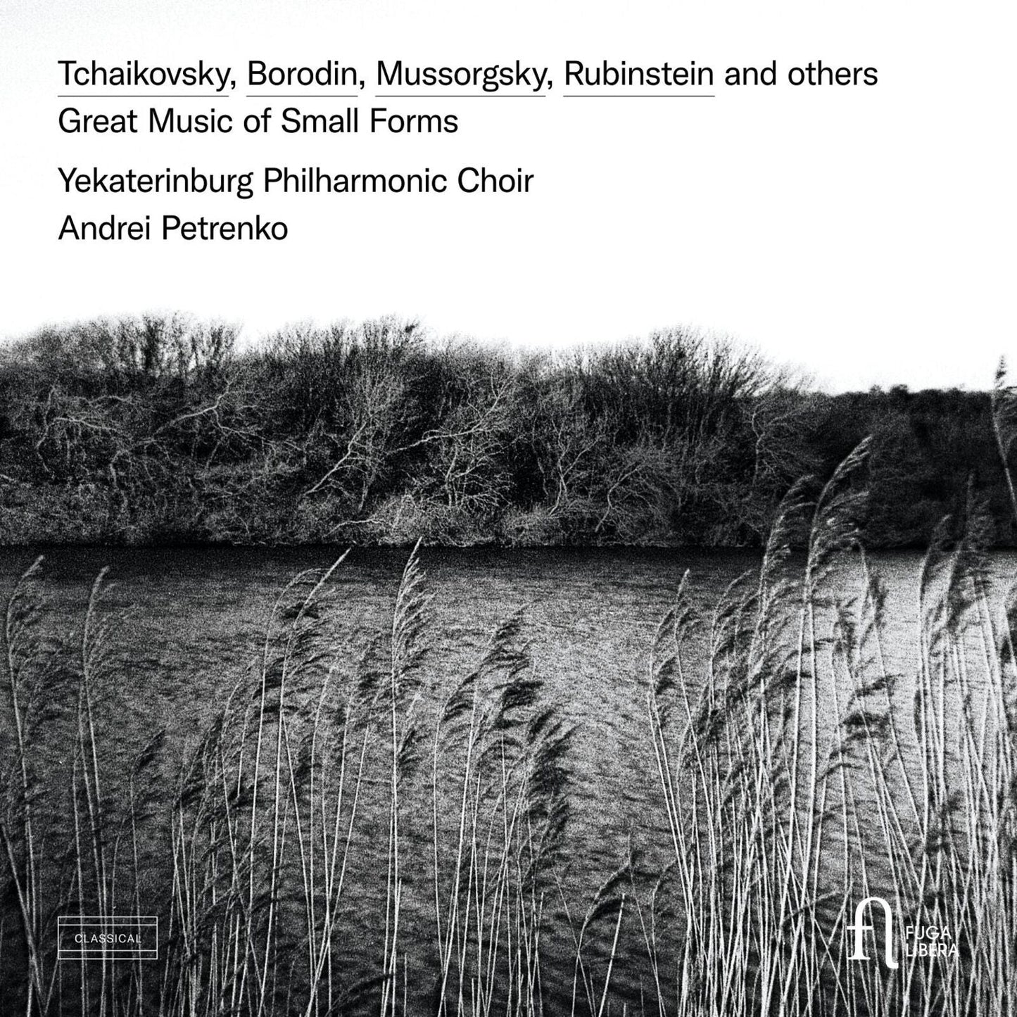 CD cover: black and white landscape with text listing composers and choir.